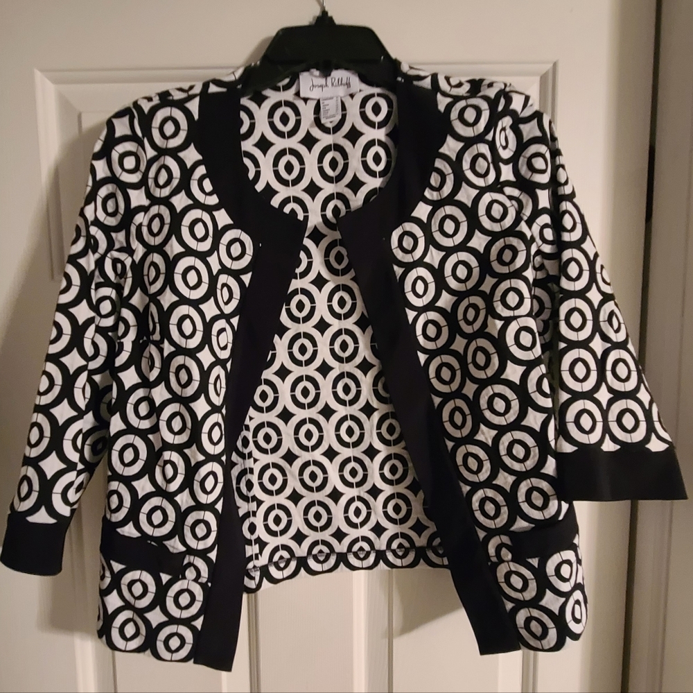 Black & White Geometric Open-Front Jacket - Joseph Ribkoff